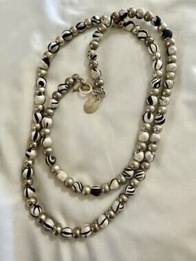 Vintage Pineda Covalin Necklace, silk and Silver Beads 34”